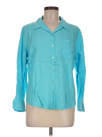 Pre-owned Candace Cameron Bure 3/4 Sleeve Button Down Shirt In Teal