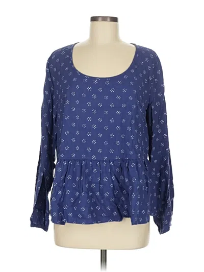 Pre-owned Candace Cameron Bure Long Sleeve Blouse In Blue