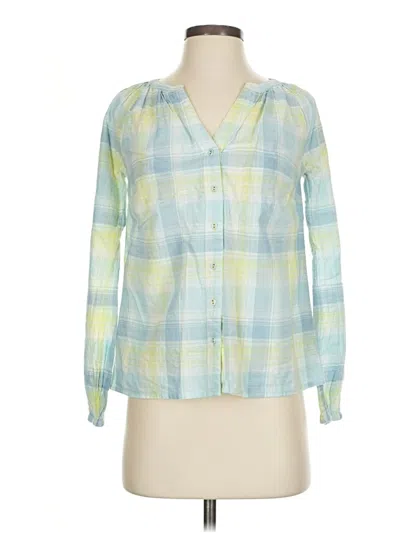 Pre-owned Candace Cameron Bure Long Sleeve Blouse In Blue
