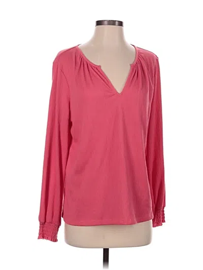 Pre-owned Candace Cameron Bure Long Sleeve Blouse In Pink