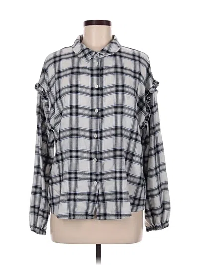 Pre-owned Candace Cameron Bure Long Sleeve Blouse In Silver