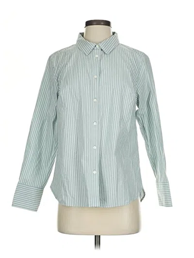 Pre-owned Candace Cameron Bure Long Sleeve Button Down Shirt In Green