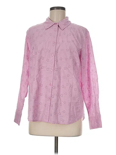 Pre-owned Candace Cameron Bure Long Sleeve Button Down Shirt In Pink