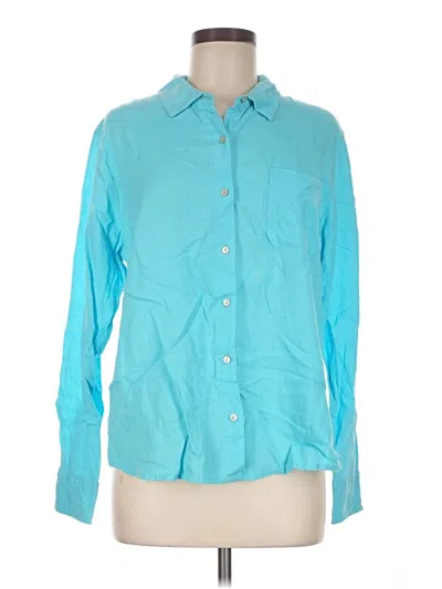 Pre-owned Candace Cameron Bure Long Sleeve Button Down Shirt In Teal