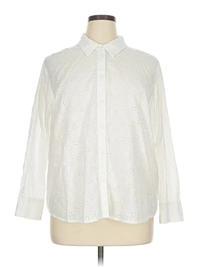 Pre-owned Candace Cameron Bure Long Sleeve Button Down Shirt In White