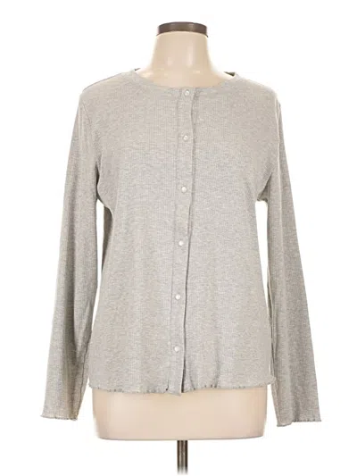 Pre-owned Candace Cameron Bure Long Sleeve Henley Shirt In Gray