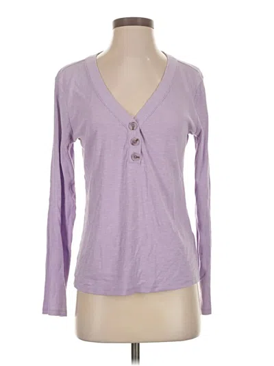 Pre-owned Candace Cameron Bure Long Sleeve Top Purple V-neck Tops