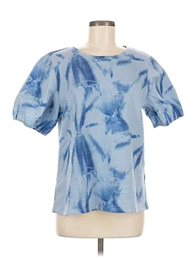 Pre-owned Candace Cameron Bure Short Sleeve Blouse In Blue