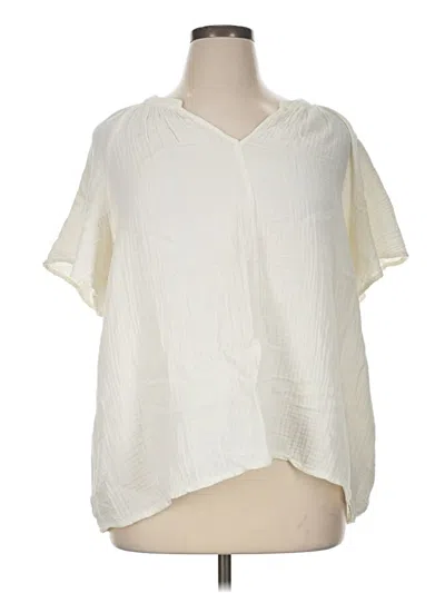 Pre-owned Candace Cameron Bure Short Sleeve Blouse In Ivory