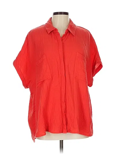 Pre-owned Candace Cameron Bure Short Sleeve Blouse In Red