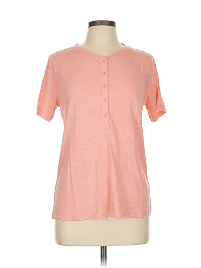 Pre-owned Candace Cameron Bure Short Sleeve Henley Shirt In Pink