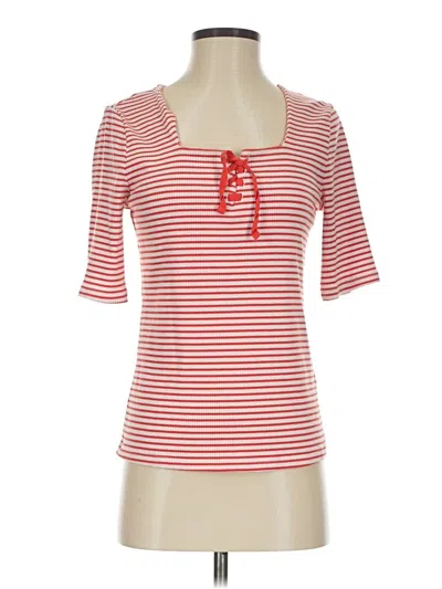 Pre-owned Candace Cameron Bure Short Sleeve Top Red Sweetheart Neckline Tops