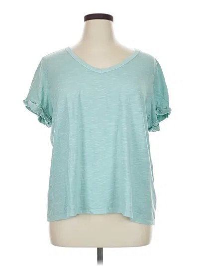 Pre-owned Candace Cameron Bure Short Sleeve Top Teal Scoop Neck Tops