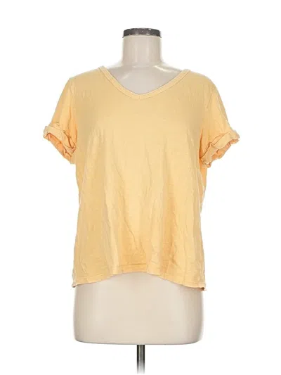 Pre-owned Candace Cameron Bure Short Sleeve Top Yellow V Neck Tops