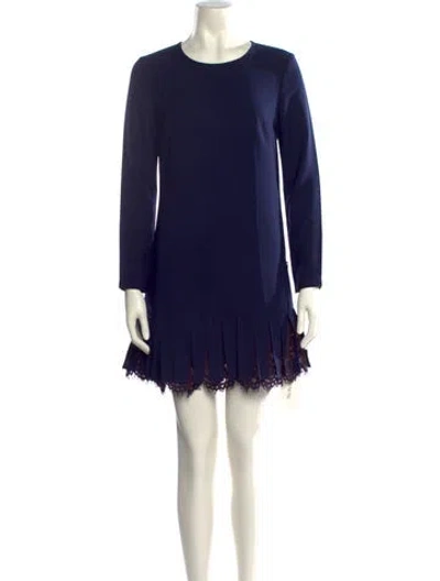 Pre-owned Candela Crew Neck Mini Dress In Blue