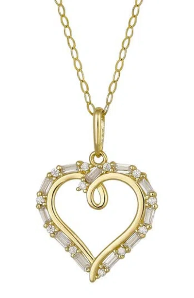 Candela Jewelry 10k Gold Cz Open Heart Pendant Necklace