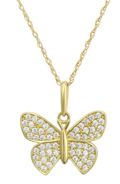 Candela Jewelry 10k Gold Pavé Cz Butterfly Pendant Necklace