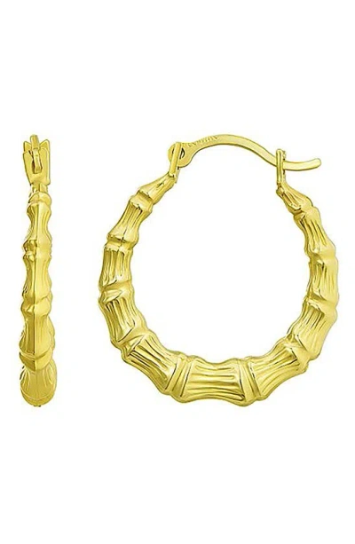 Candela Jewelry 10k Yellow Gold Bamboo Shaped Hoop Earrings
