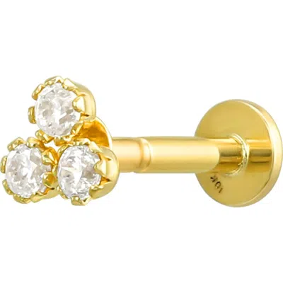 Candela Jewelry 10k Yellow Gold Cubic Zirconia Stud Earring In Transparent