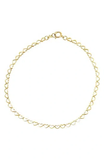 Candela Jewelry 10k Yellow Gold Heart Chain Bracelet