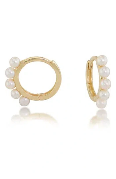 Candela Jewelry 14k Freshwater Pearl Huggie Earrings In Gold
