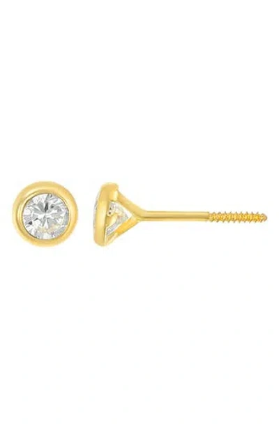 Candela Jewelry 14k Gold Bezel Set Set Stud Earrings In Clear/gold