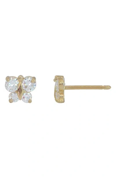 Candela Jewelry 14k Gold Cz Butterfly Stud Earrings