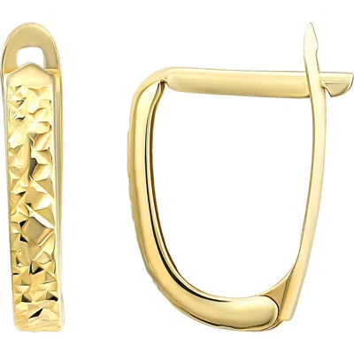 Candela Jewelry 14k Gold Diamond Cut Oval Huggie Hoop Earrings
