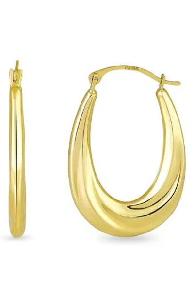 Candela Jewelry 14k Gold Fluted Oval Hoop Earrings