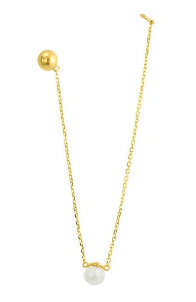 Candela Jewelry 14k Gold Freshwater Pearl Threader Earring