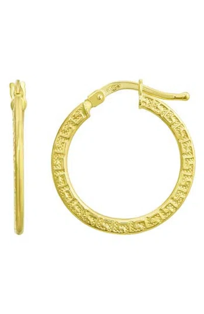 Candela Jewelry 14k Gold Greek Key 20mm Hoop Earrings
