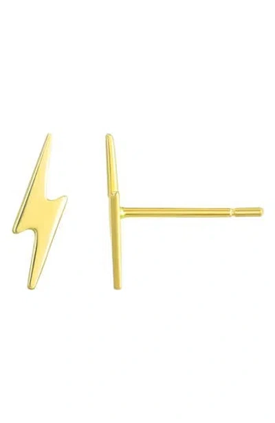 Candela Jewelry 14k Gold Lightning Bolt Stud Earrings