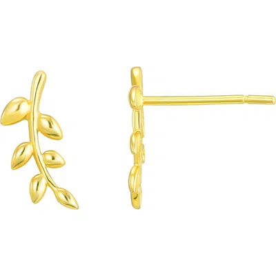 Candela Jewelry 14k Gold Olive Branch Stud Earrings
