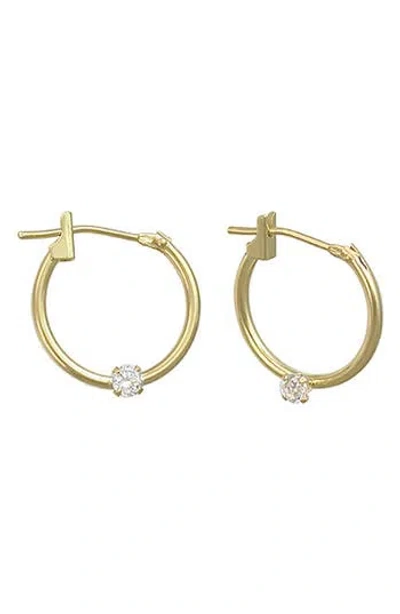 Candela Jewelry 14k Yellow Gold Cubic Zirconia Huggie Hoop Earrings