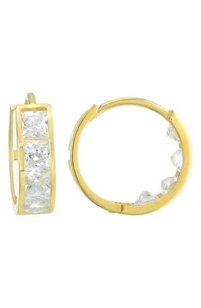 Candela Jewelry 14k Yellow Gold Cubic Zirconia Huggie Hoop Earrings