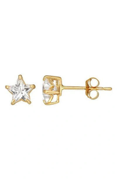 Candela Jewelry 14k Yellow Gold Cubic Zirconia Star Stud Earrings