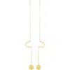 Candela Jewelry 14k Yellow Gold Daisy Drop Threader Earrings In Gold