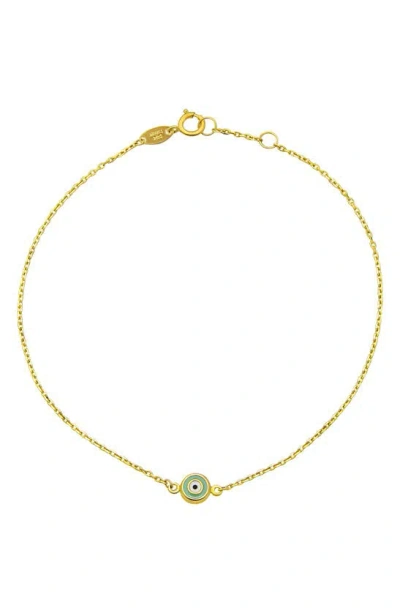Candela Jewelry 14k Yellow Gold Enamel Evil Eye Bracelet