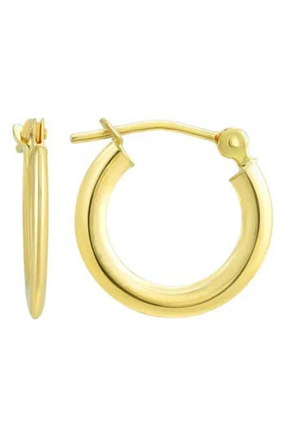 Candela Jewelry 14k Yellow Gold Flat Tube Huggie Hoop Earrings