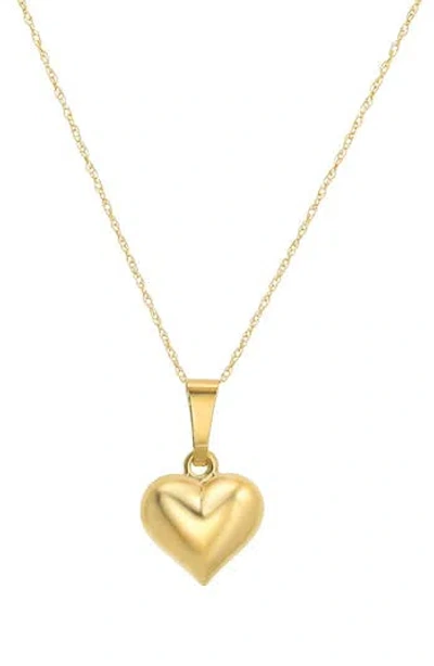 Candela Jewelry 14k Yellow Gold Puffy Heart Pendant Necklace