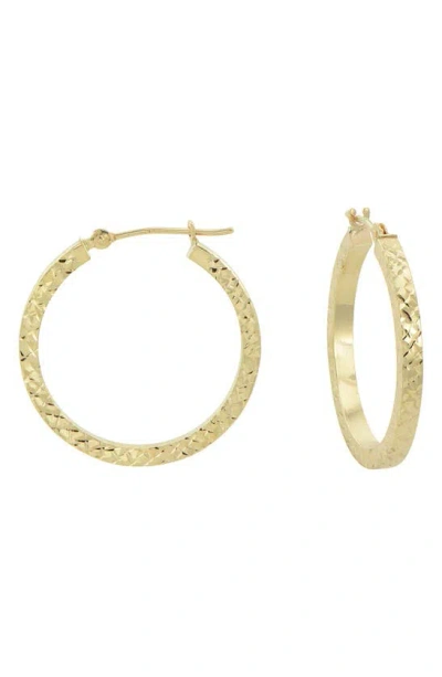Candela Jewelry 14k Yellow Gold Textured Hoop Earrings