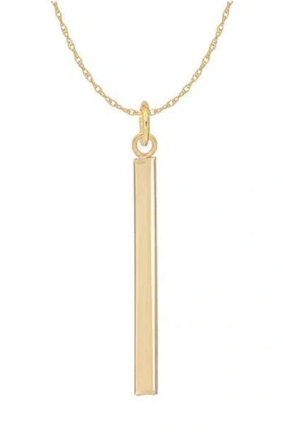 Candela Jewelry 14k Yellow Gold Vertical Bar Pendant Necklace
