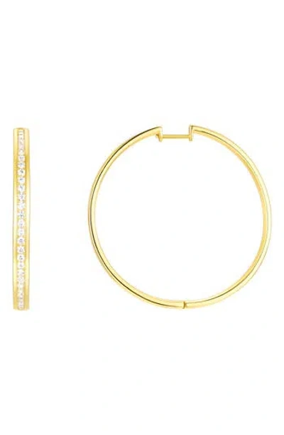 Candela Jewelry 18k Gold Plated Sterling Silver Cubic Zirconia Eternity Hoop Earrings