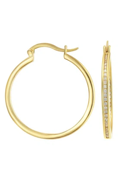 Candela Jewelry Channel Set Cz Hoop Earrings In Gold