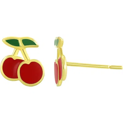 Candela Jewelry Cherry Stud Earrings In Red