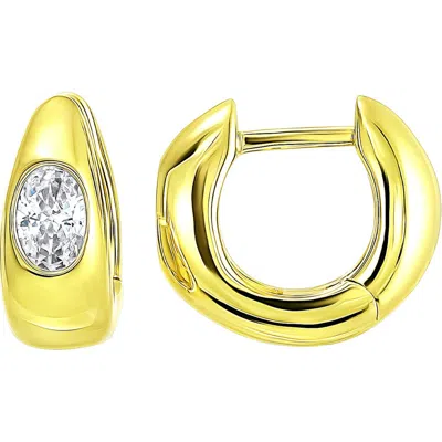 Candela Jewelry Cubic Zirconia Huggie Hoop Earrings In Gold