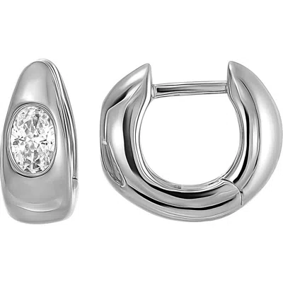 Candela Jewelry Cubic Zirconia Huggie Hoop Earrings In Silver