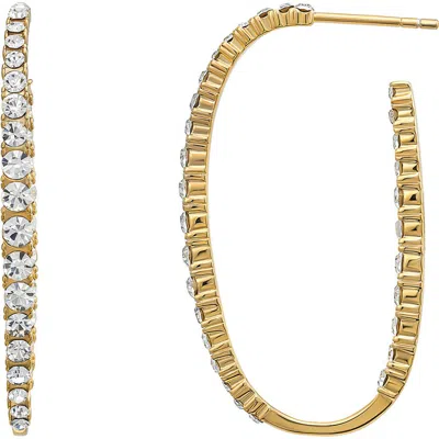 Candela Jewelry Cubic Zirconia Oval Hoop Earrings In Gold