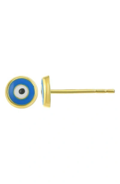 Candela Jewelry Enamel Evil Eye Stud Earrings In Blue