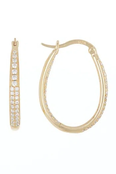 Candela Jewelry Gold Plated Cubic Zirconia Oval Hoop Earrings In Clear